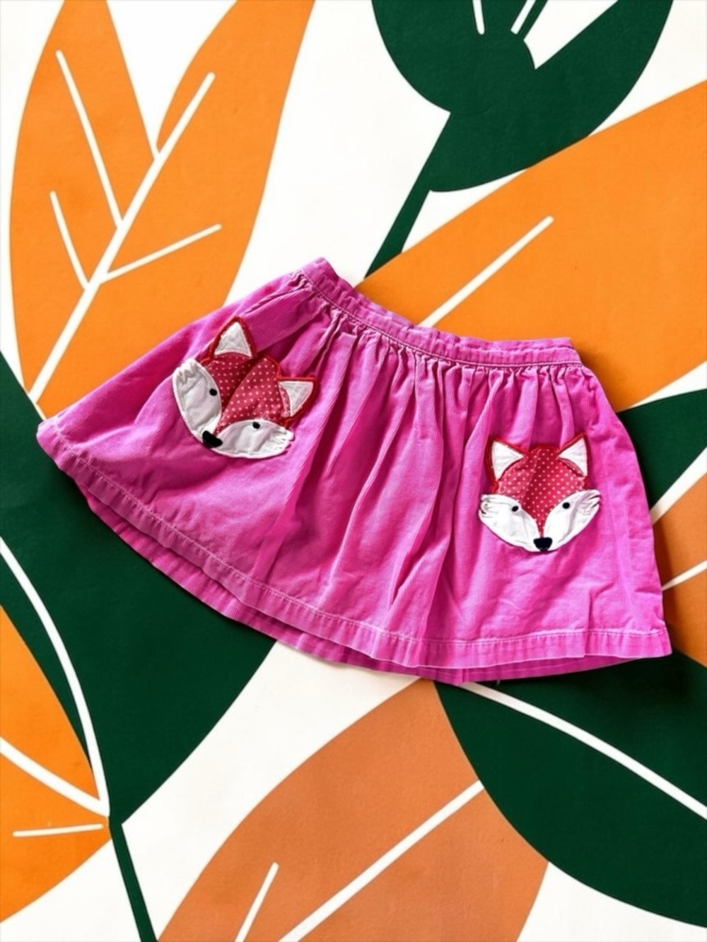 Mini Boden Girls Medium Pink Corduroy Skirt • Whimsical Pockets 4–5Y Like New